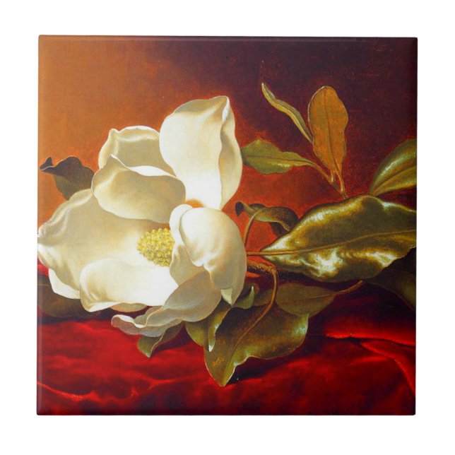 Azulejo Magnolia sobre terciopelo rojo Martin Johnson Head (Frente)