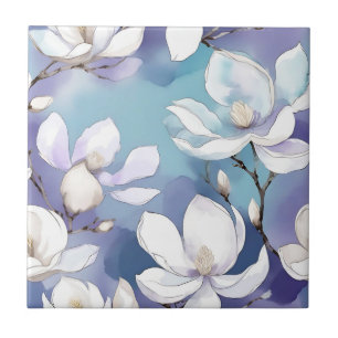 Azulejo Magnolias de ensueño en una acuarela de lavanda