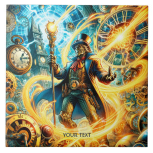Azulejo Mago del tiempo de fantasía lindo steampunk