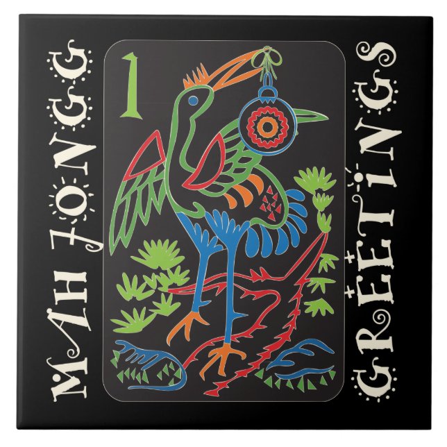 Azulejo Mah Jongg Bird Greetings Tile (Frente)