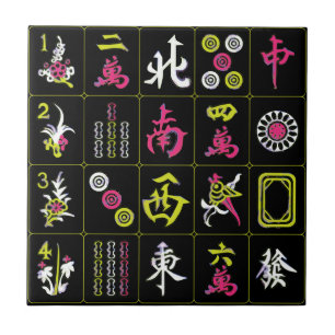 Azulejo Mah Jongg Black/Fuchsia/Lime Tile
