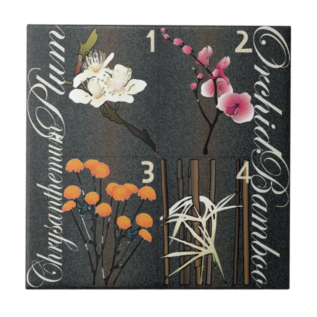 Azulejo Mah Jongg Flowers Tile (Frente)