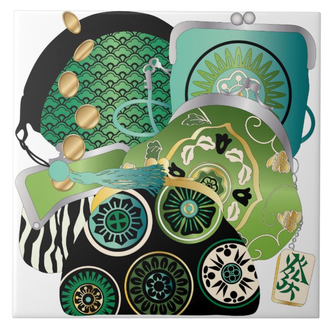 Azulejo Mah Jongg Purses Green Tile (Frente)