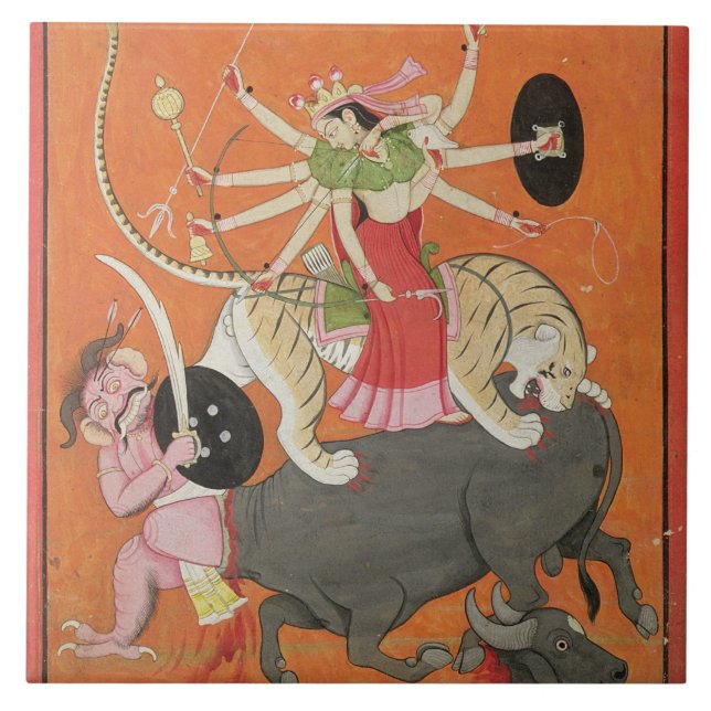 Azulejo "Mahishasuramardini", del 'Devimahatmya de mamáes (Frente)