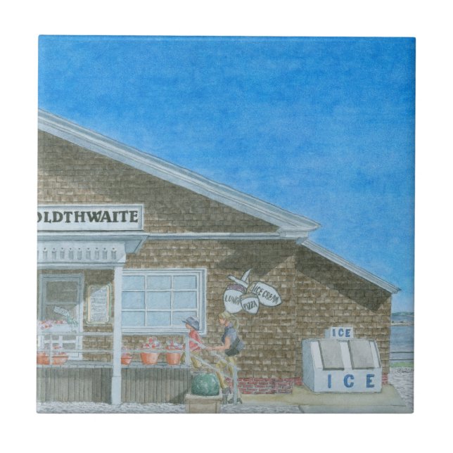 Azulejo Maine General Store Watercolor (Frente)