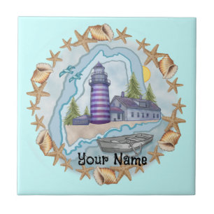 Azulejo Maine Shells Lighthouse Tile