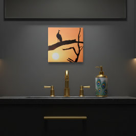 Azulejo Majestad del atardecer: mosaico cerámico de siluet