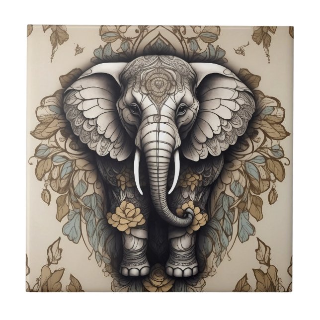 Azulejo Majestic Elephant Mandala (Frente)