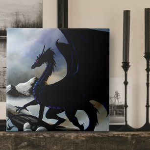 Azulejo Majestuosas Montañas de Fantasía Oscura del Dragón