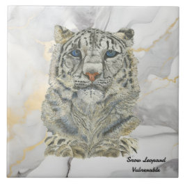 Azulejo Majestuoso Leopardo de la nieve pintado a mano
