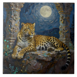 Azulejo Majestuoso leopardo en saliente de acantilado 