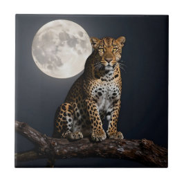 Azulejo Majestuoso Leopardo y Luna Llena