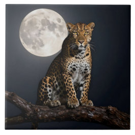 Azulejo Majestuoso Leopardo y Luna Llena