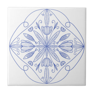 Azulejo Majolica azul Costa Amalfitana Pescado y cítricos