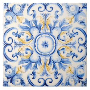 Azulejo Majólica: azul y oro