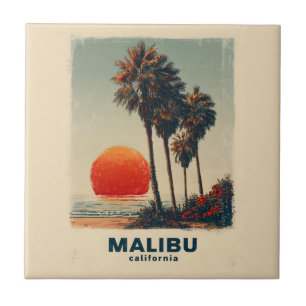 Azulejo Malibu California Vintage Travel Poster