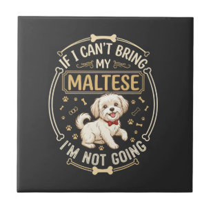 Azulejo Maltés No Va Perro Corbata Roja Hueso Marco
