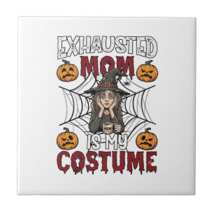 Azulejo Mamá Agotada Es Disfraz Bruja Halloween Café Calab