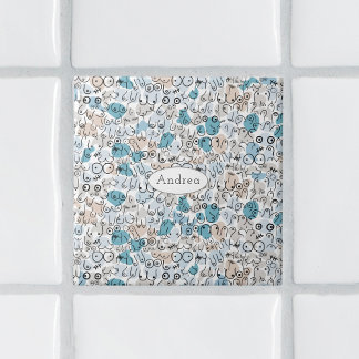 Azulejo Mamá azul de humor divertido
