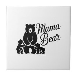 Azulejo Mama Bear with Cubs Cute Family Bear