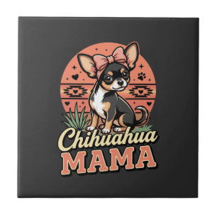 Azulejo Mamá Chihuahua Adorable Lazo Perro Mamá