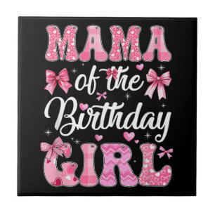 Azulejo Mamá De La Familia Chica De Cumpleaños Coquette Ro
