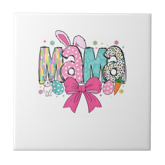 Azulejo Mama Mini Pascua Combinación Mama Bunny Día de Pas (Frente)