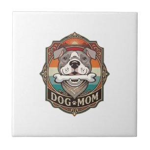 Azulejo Mamá Perro Hueso Bandana Vintage Marco_1