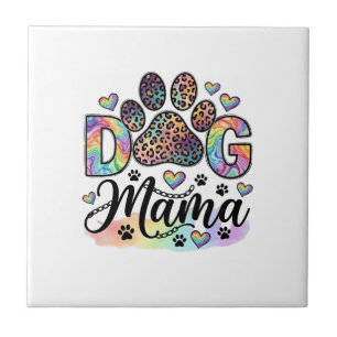 Azulejo Mamá Perro Pata Leopardo Arcoíris Acuarela Corazon