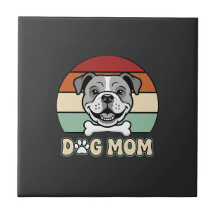 Azulejo Mamá Perro Retro Vector Bulldog
