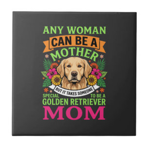 Azulejo Mamá Retriever Dorado Floral Amante de los Perros