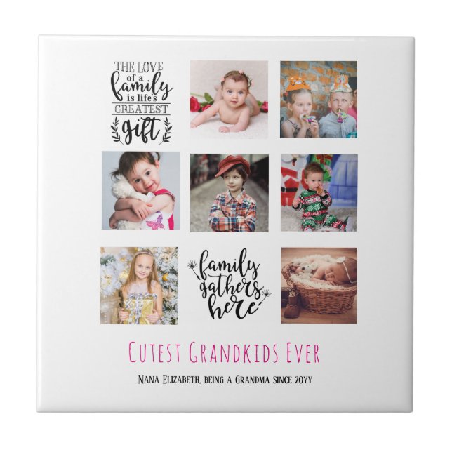 Azulejo Mamáes Pa de regalo de Collage de fotos de familia (Frente)