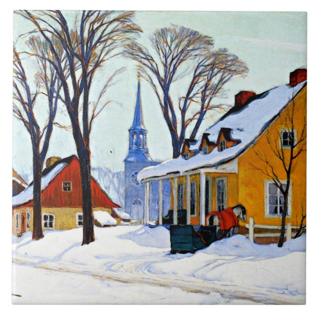 Azulejo Mañana de invierno, arte fino de Clarence Gagnon (Frente)