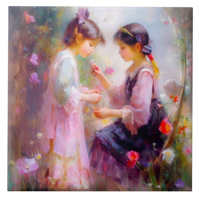 Azulejo Mañana en un jardín (Frente)