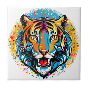 Azulejo Manchas de pintura de colores Arcoíris Cabeza de T
