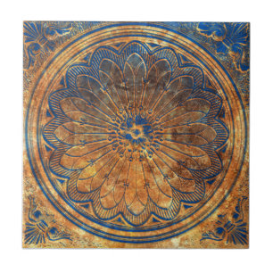 Azulejo Mandalá Arabesco Calidoscopio Abstracto Bronce