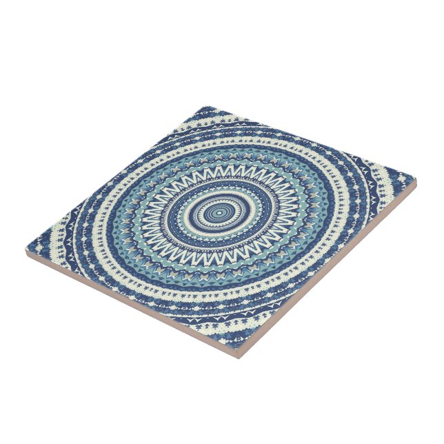 Azulejo Mandala azul clásica (Lado)