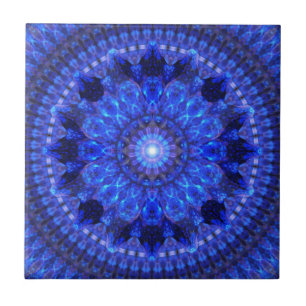 Azulejo Mandala azul del escudo