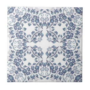 Azulejo Mándala azul polvoriento