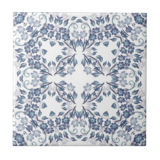 Azulejo Mándala azul polvoriento