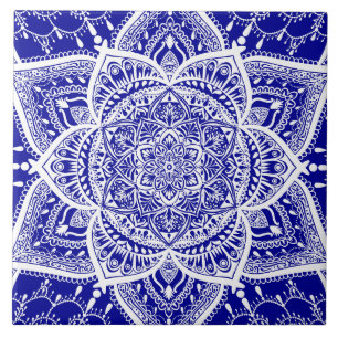 Azulejo Mandala azul y blanca - Loergans en Sapphire