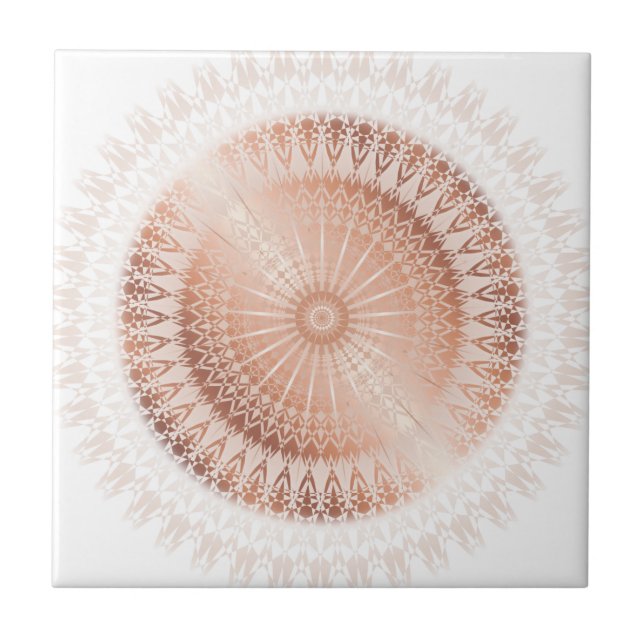 Azulejo Mandala Blanco de Oro Rosa (Frente)