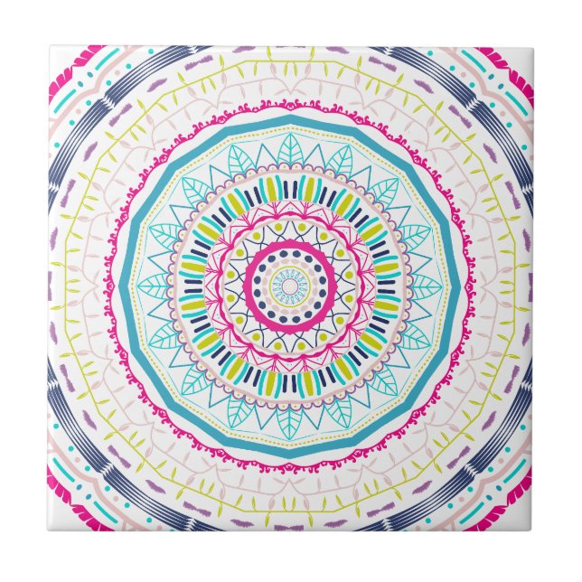 Azulejo mandala colorido (Frente)