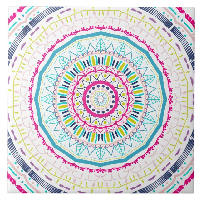 Azulejo mandala colorido (Frente)