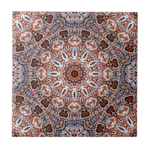 Azulejo Mandalá Colorido en Mezcla de Colores Gris-Naranja