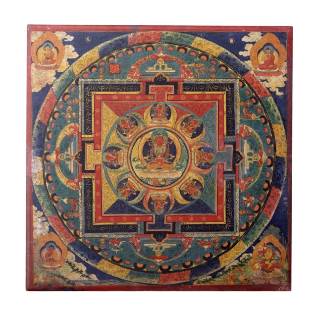 Azulejo Mandala de Amitayus. Escuela tibetana del siglo (Frente)