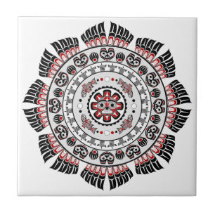 Azulejo Mandala de arte nativo americano del Pacífico nor