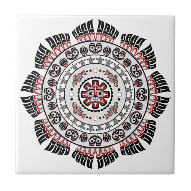 Azulejo Mandala de arte nativo americano del Pacífico noro (Frente)