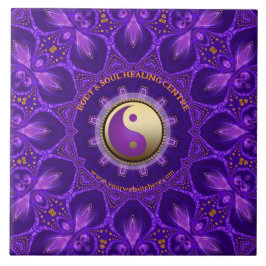 Azulejo Mandala de curación de energía rosada de oro púrpu