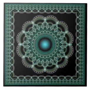 Azulejo Mandala de estrella ornamental fractal